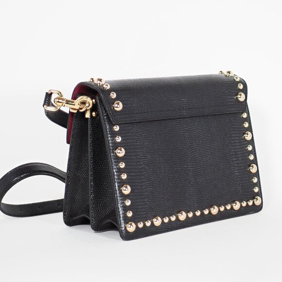 Dolce & Gabbana Black Medium Lucia Shoulder Bag Gold Studded Leather - Picture 4 of 16